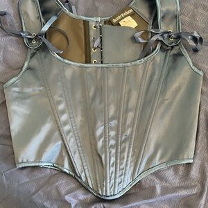 Scarlet Darkness Navy Satin Corset